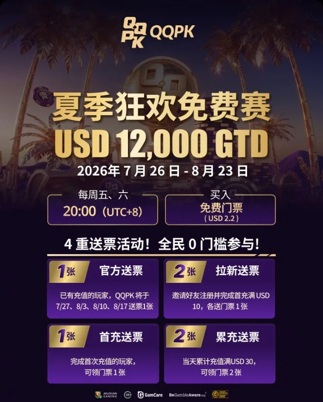 Karnaval musim panas freeroll USD 12,000 GTD
